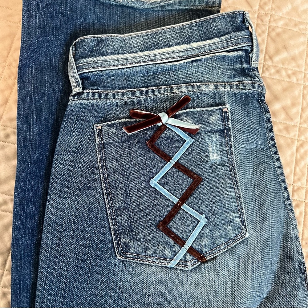 7 For All Mankind Justine Tahiti Velvet Ribbon Boot Cut Jeans
